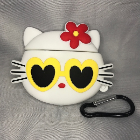 Cute Kitty Cat Rubber Silicone AirPods 1/2 Pro Series Holder - Picture 2 of 5